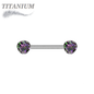 Titanium Threadless Nipple Barbell w/ Forward Facing CZ Bezel Set Ends