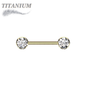 Titanium Threadless Nipple Barbell w/ Forward Facing CZ Bezel Set Ends