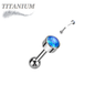 Titanium Threadless Cartilage Barbell with Premium Round Bezel Set Opal