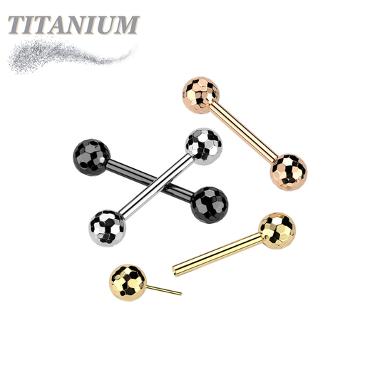 Threadless Titanium Barbell with Disco Balls