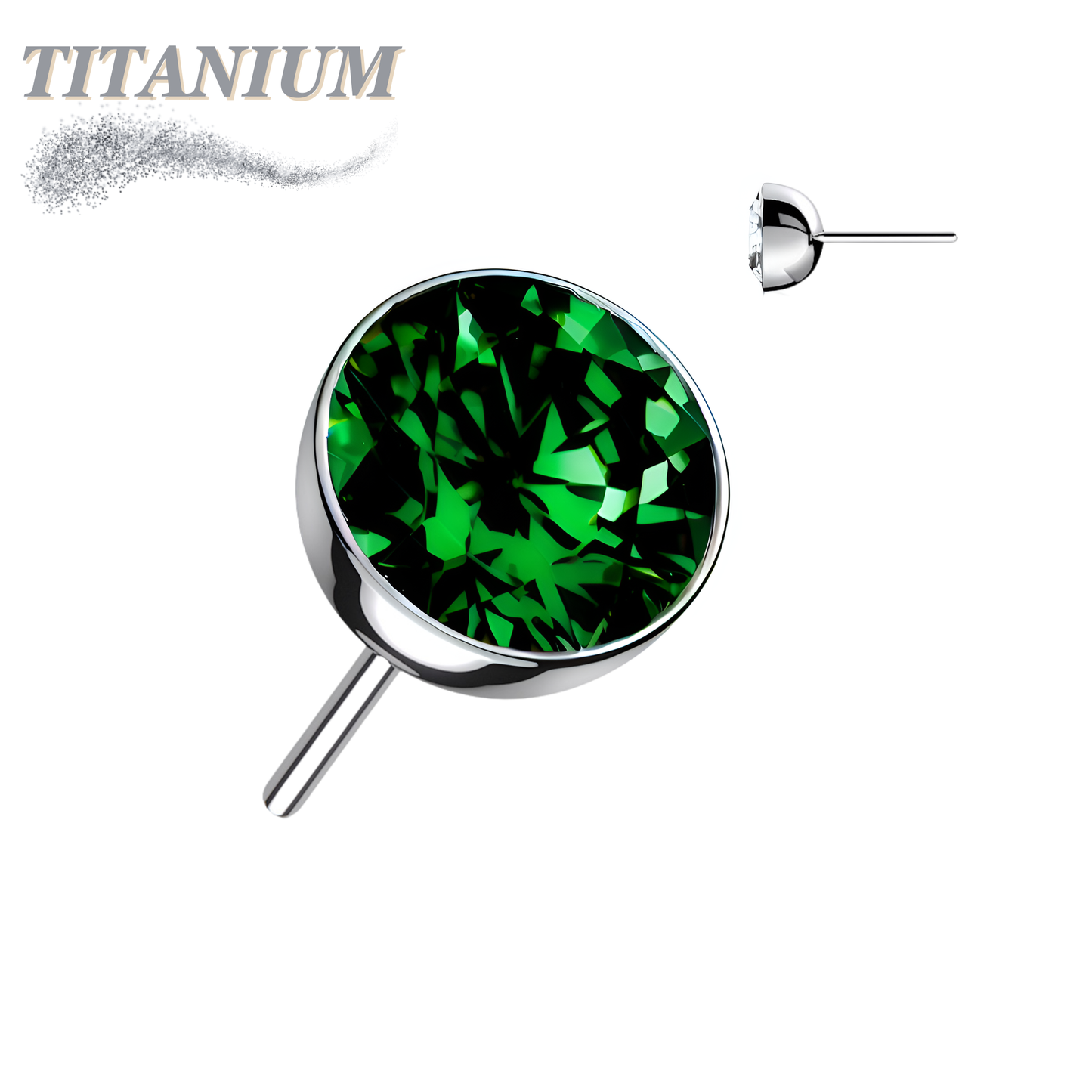 Titanium Threadless Zircon Bezel Set Gem (Top Only)