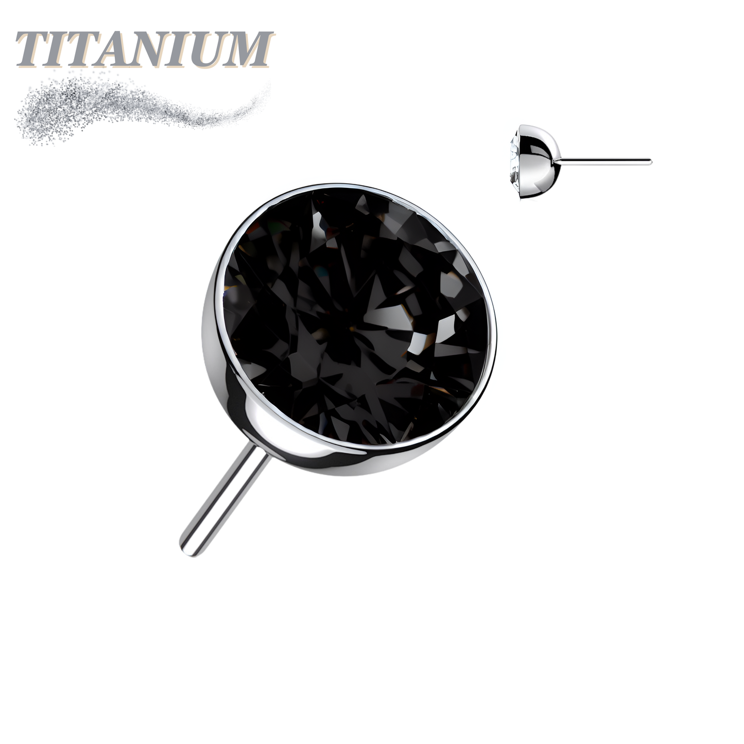Titanium Threadless Zircon Bezel Set Gem (Top Only)