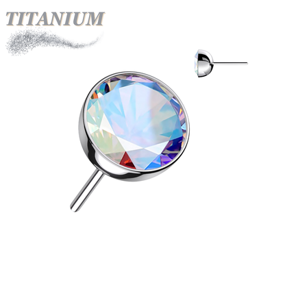 Titanium Threadless Zircon Bezel Set Gem (Top Only)