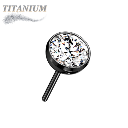 Titanium Threadless Zircon Bezel Set Gem (Top Only)