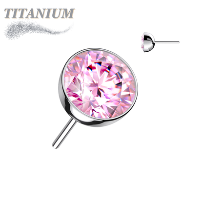 Titanium Threadless Zircon Bezel Set Gem (Top Only)