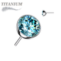 Titanium Threadless Zircon Bezel Set Gem (Top Only)