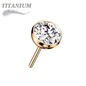 Titanium Threadless Zircon Bezel Set Gem (Top Only)