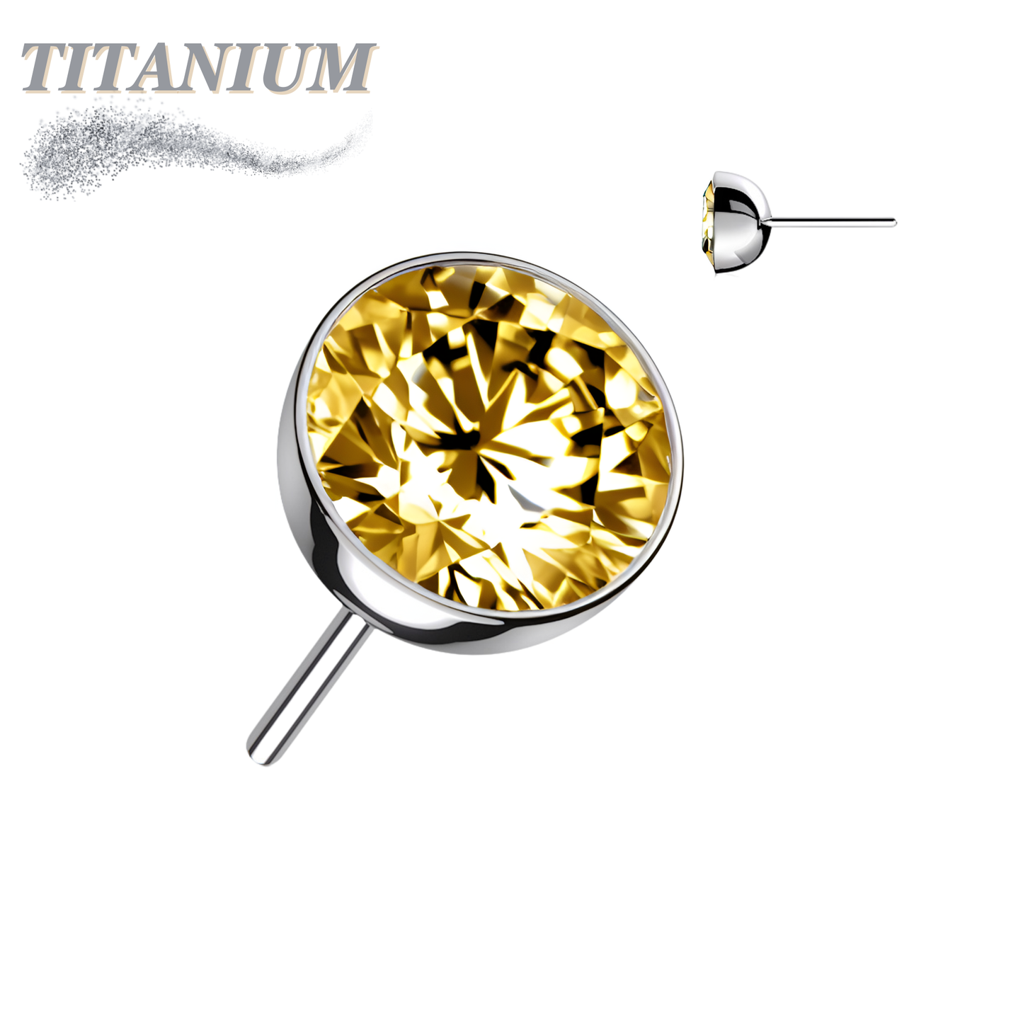 Titanium Threadless Zircon Bezel Set Gem (Top Only)