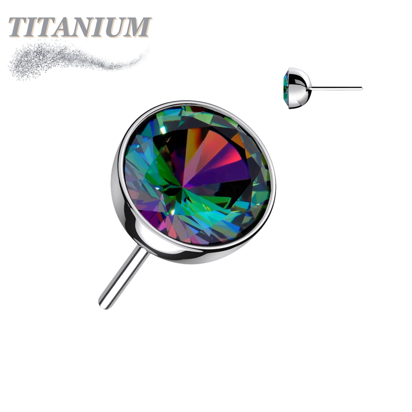 Titanium Threadless Zircon Bezel Set Gem (Top Only)