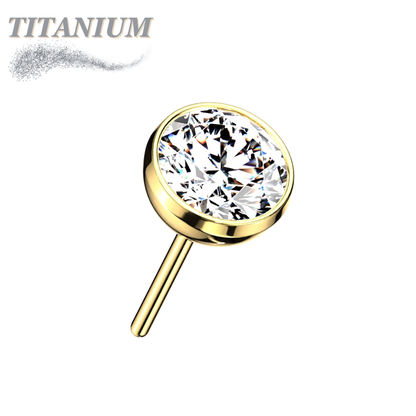 Titanium Threadless Zircon Bezel Set Gem (Top Only)