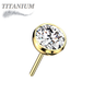Titanium Threadless Zircon Bezel Set Gem (Top Only)