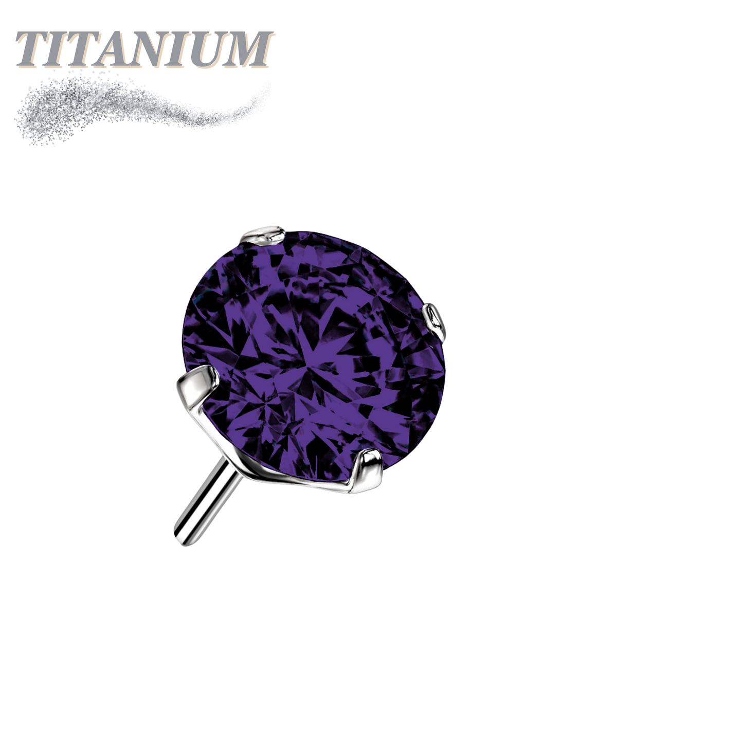 Titanium Threadless Zircon Prong Gem (Top Only)