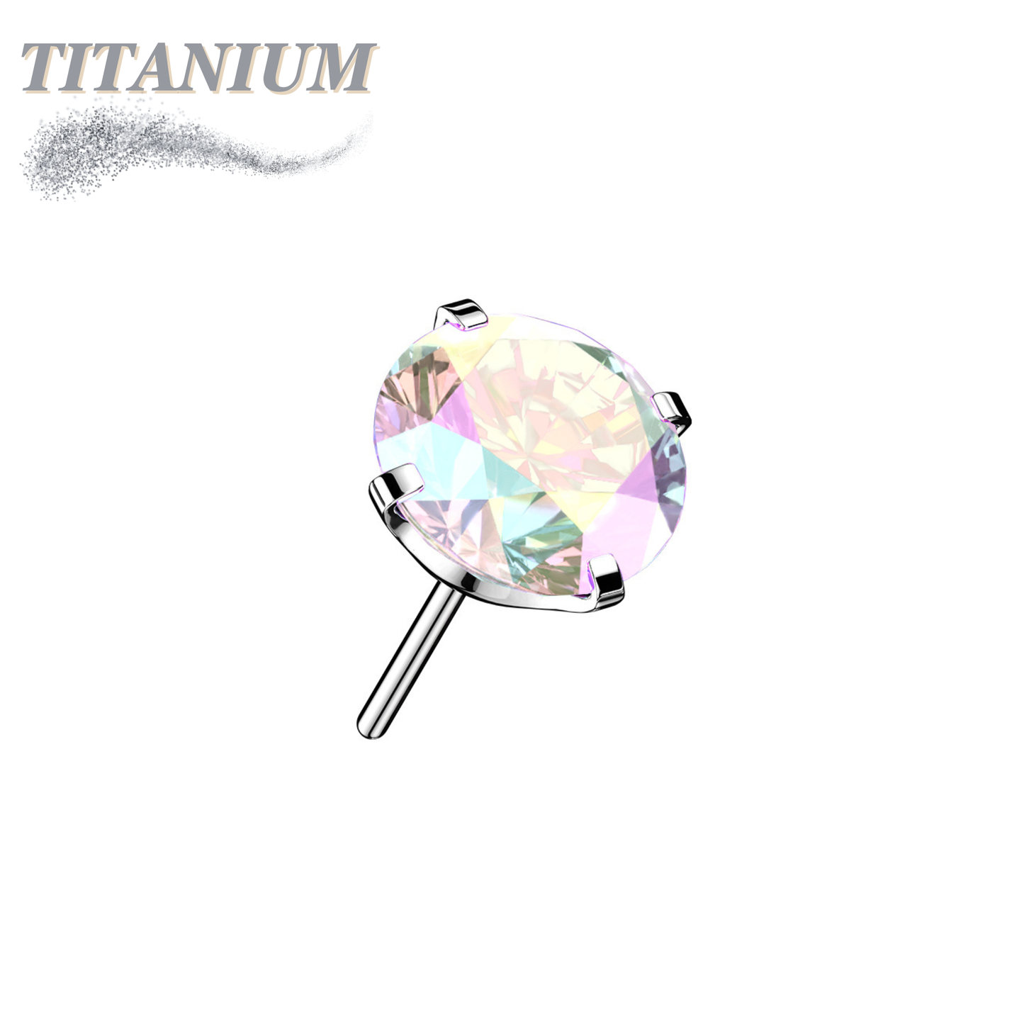 Titanium Threadless Zircon Prong Gem (Top Only)