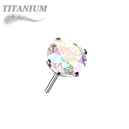 Titanium Threadless Zircon Prong Gem (Top Only)