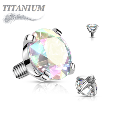 Titanium Internally Threaded Prong Gem (Top Only)