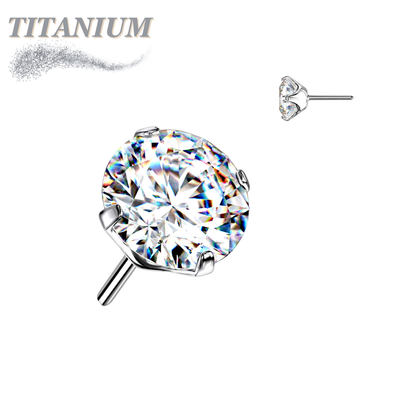 Titanium Threadless Zircon Prong Gem (Top Only)