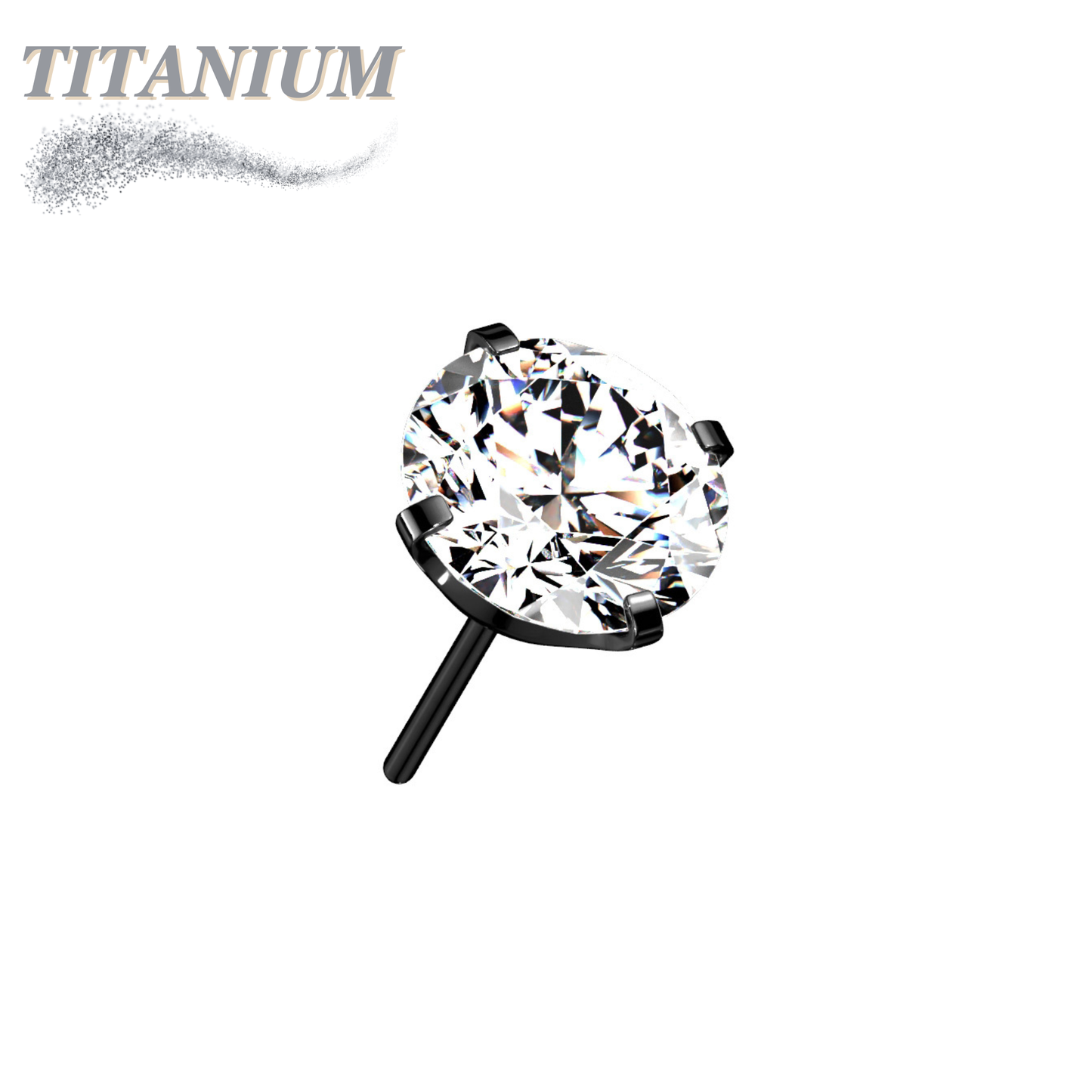 Titanium Threadless Zircon Prong Gem (Top Only)