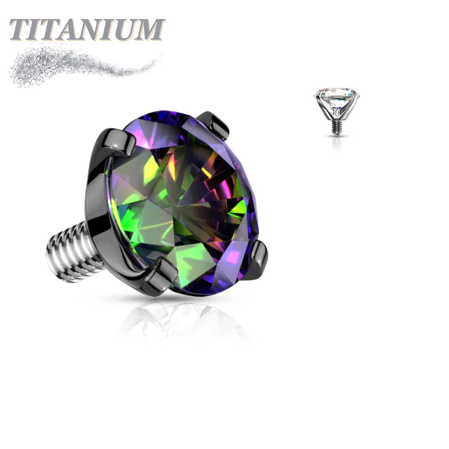 Titanium Internally Threaded Prong Gem (Top Only)