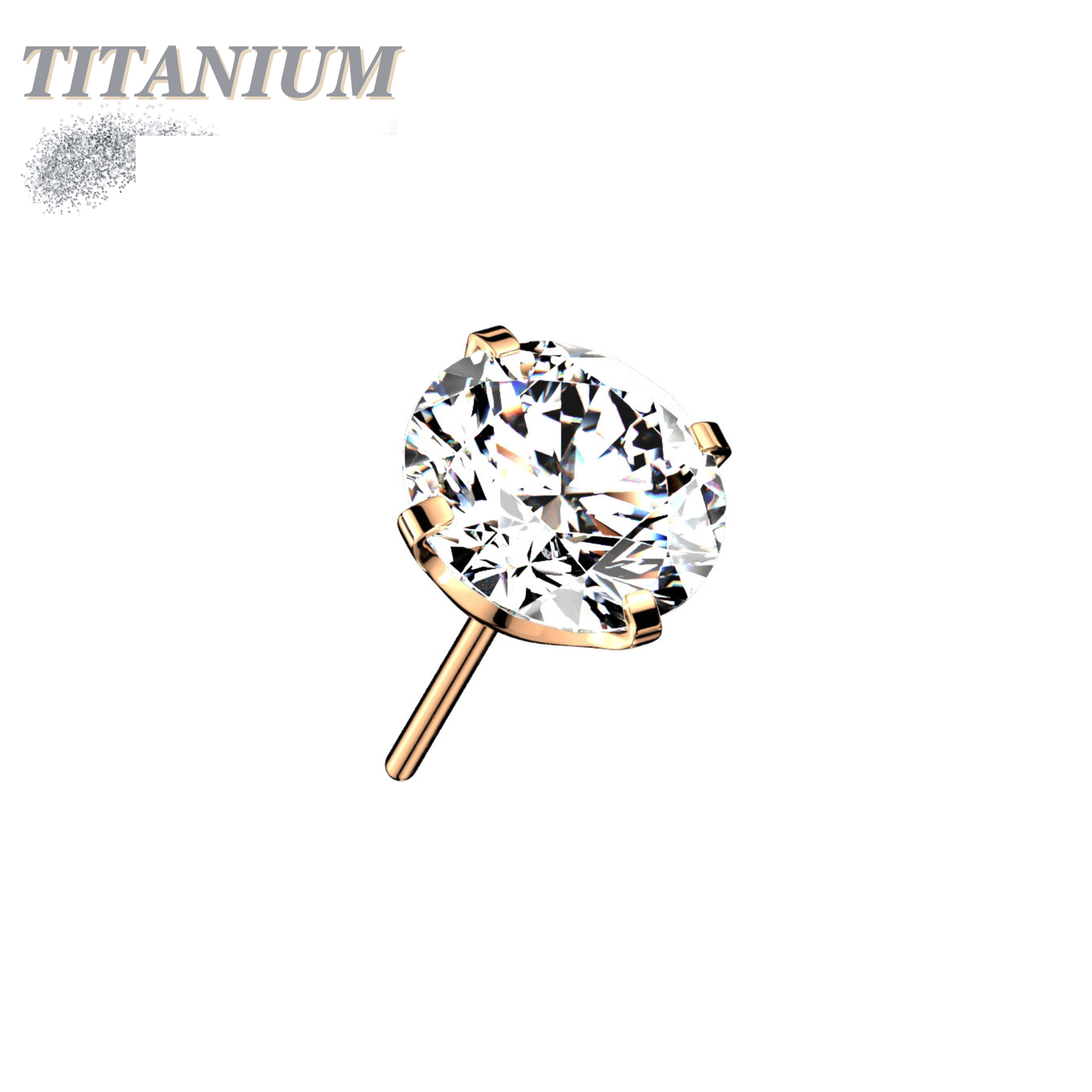 Titanium Threadless Zircon Prong Gem (Top Only)
