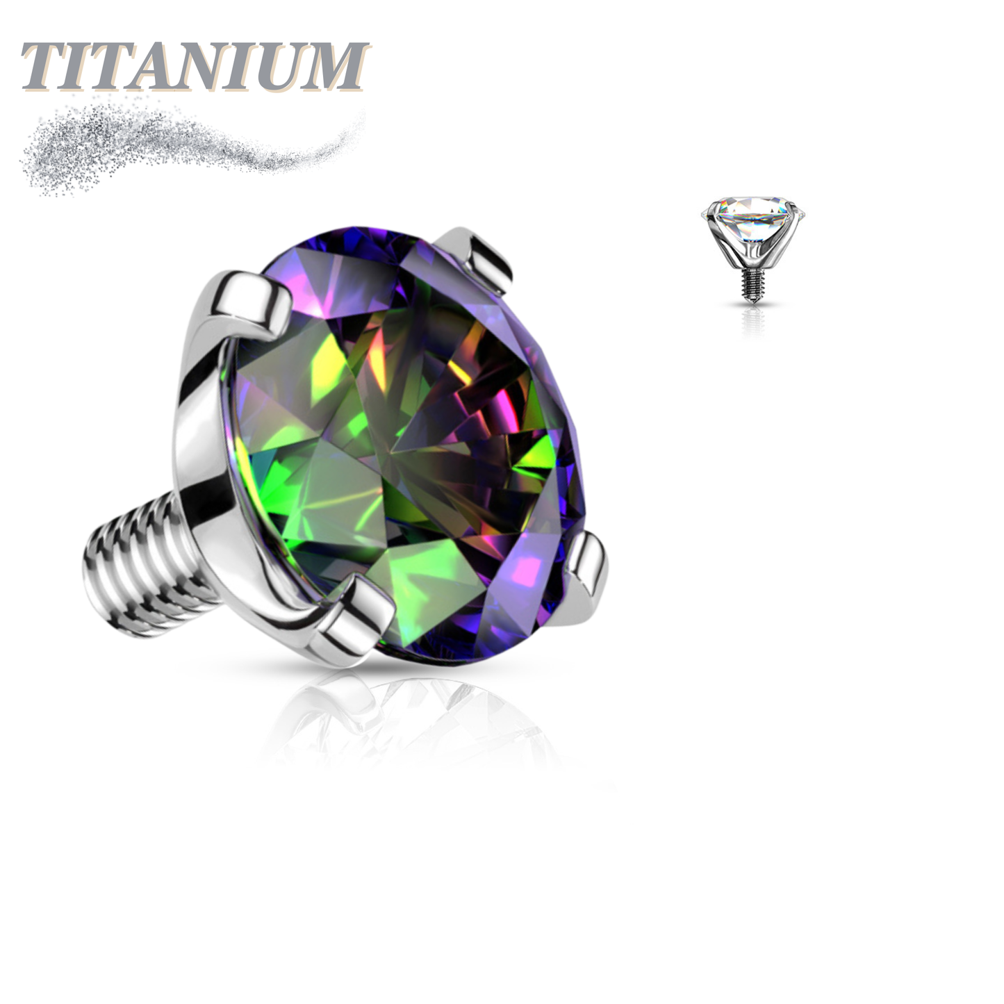 Titanium Internally Threaded Prong Gem (Top Only)