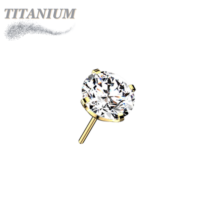 Titanium Threadless Zircon Prong Gem (Top Only)