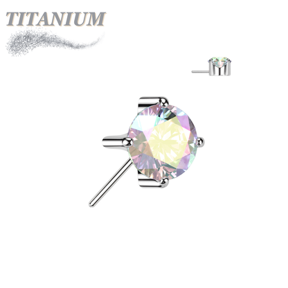 Titanium Threadless Zircon Prong Gem - Front Facing (Top Only)
