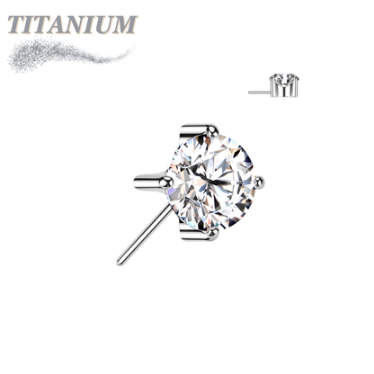 Titanium Threadless Zircon Prong Gem - Front Facing (Top Only)