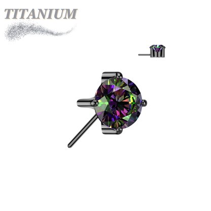 Titanium Threadless Zircon Prong Gem - Front Facing (Top Only)