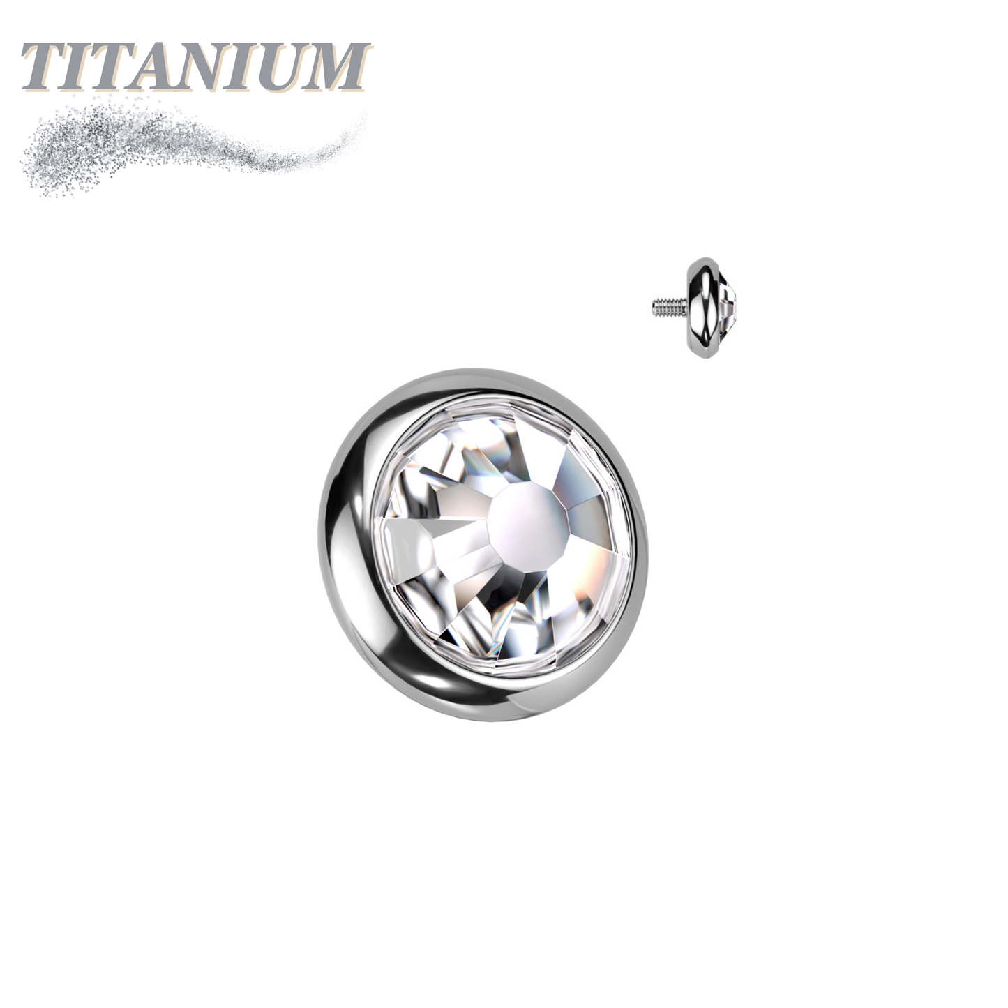 Titanium Internally Threaded Bezel Set Flat Gem (Top Only)