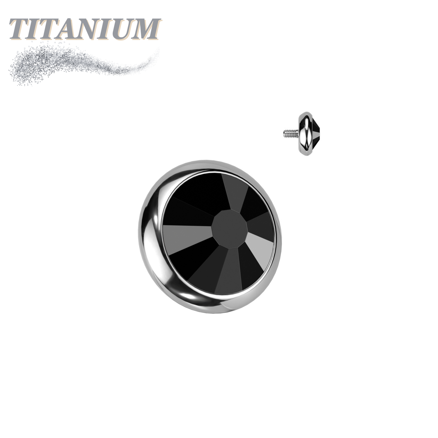 Titanium Internally Threaded Bezel Set Flat Gem (Top Only)
