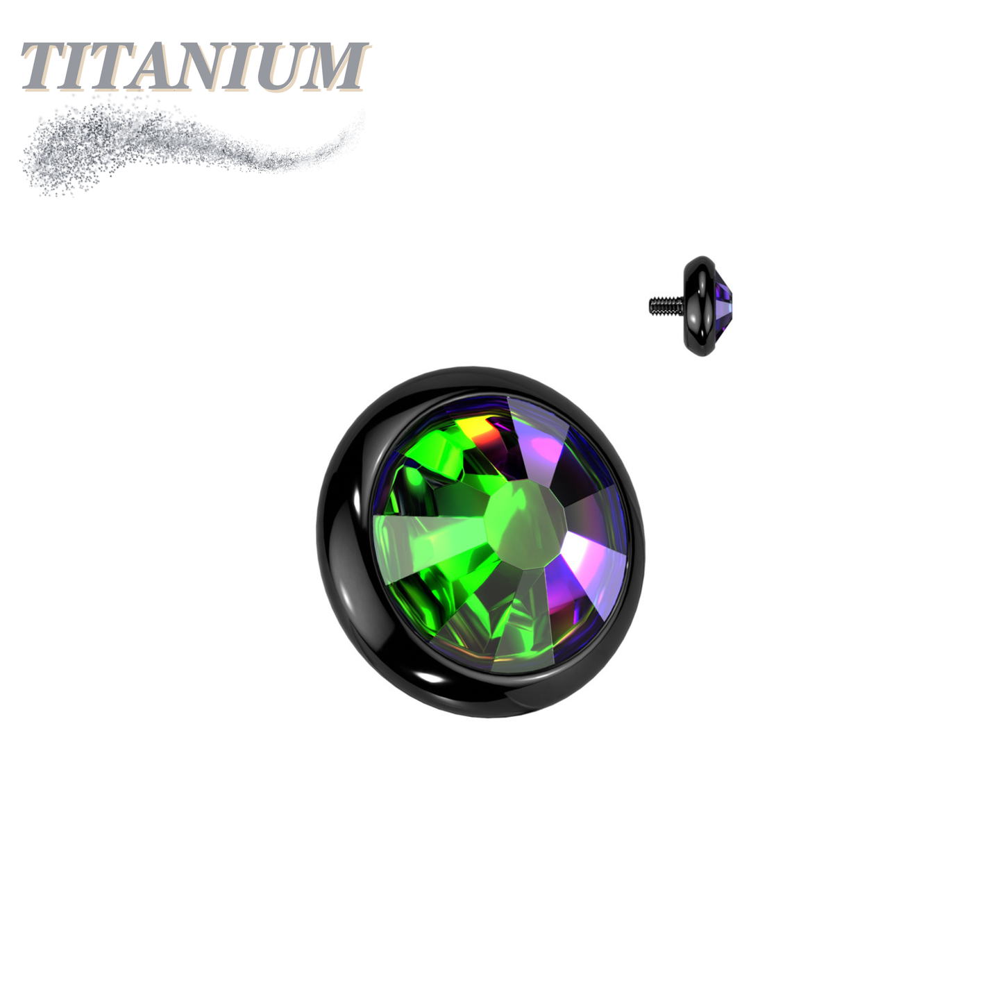 Titanium Internally Threaded Bezel Set Flat Gem (Top Only)