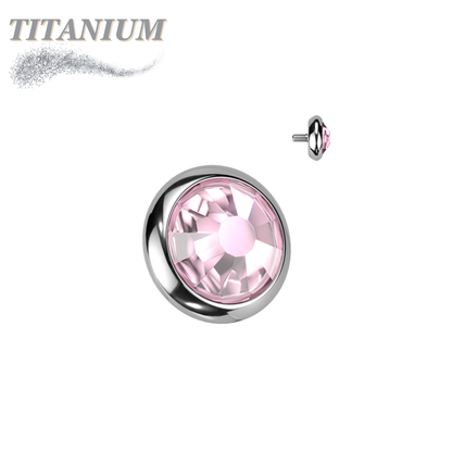 Titanium Internally Threaded Bezel Set Flat Gem (Top Only)