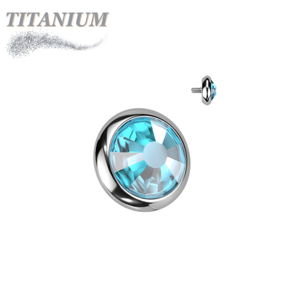 Titanium Internally Threaded Bezel Set Flat Gem (Top Only)