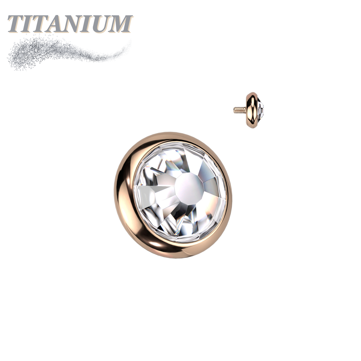 Titanium Internally Threaded Bezel Set Flat Gem (Top Only)