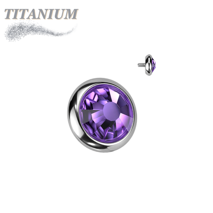 Titanium Internally Threaded Bezel Set Flat Gem (Top Only)