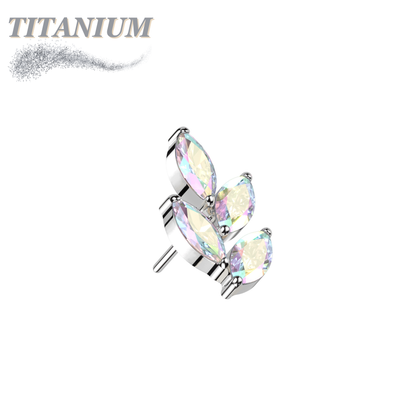 Titanium Threadless CZ Marquise Leaf (Top Only)