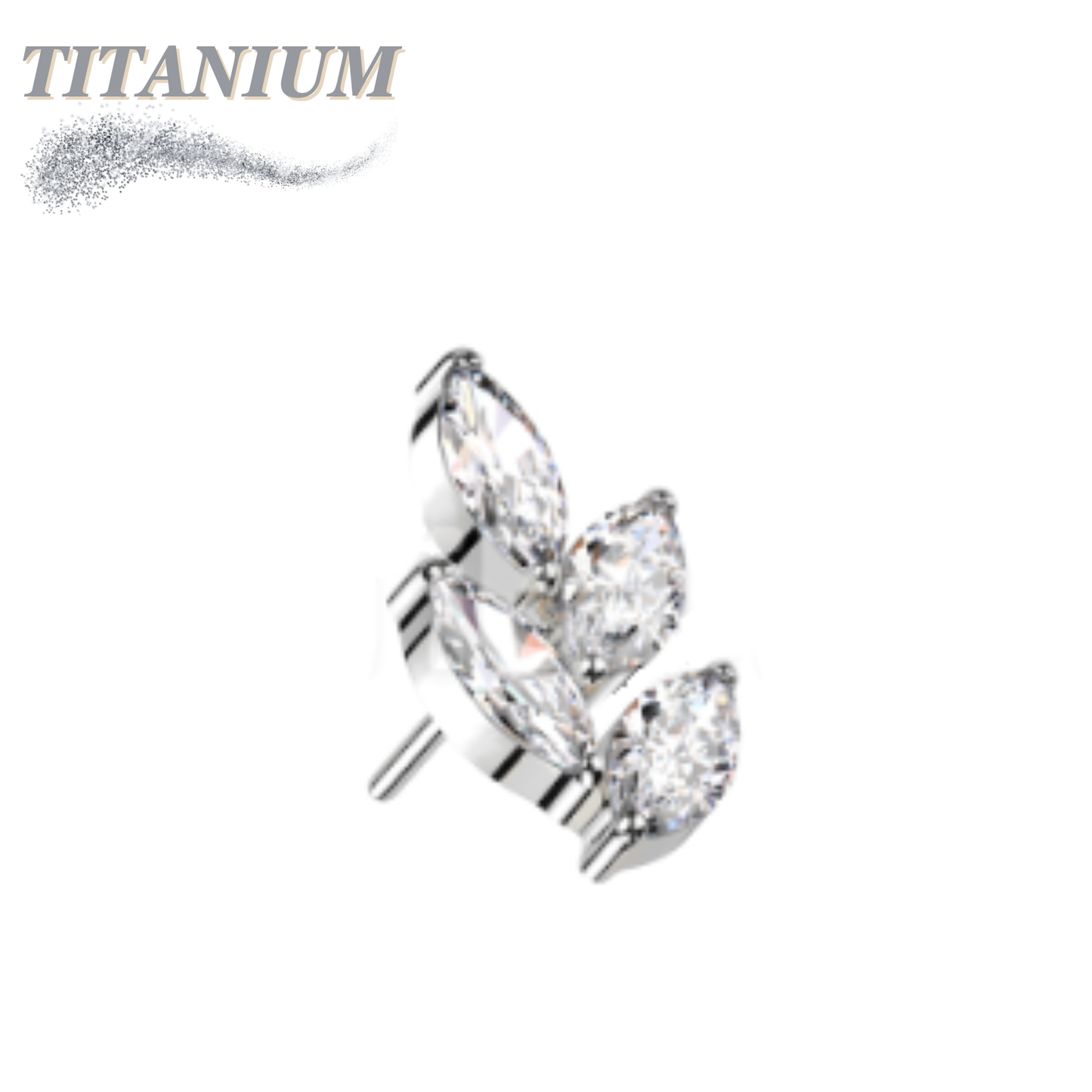 Titanium Threadless CZ Marquise Leaf (Top Only)