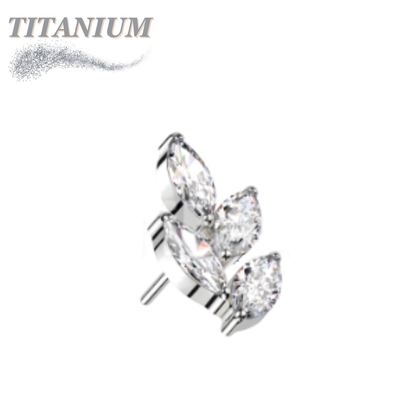 Titanium Threadless CZ Marquise Leaf (Top Only)
