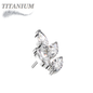 Titanium Threadless CZ Marquise Leaf (Top Only)