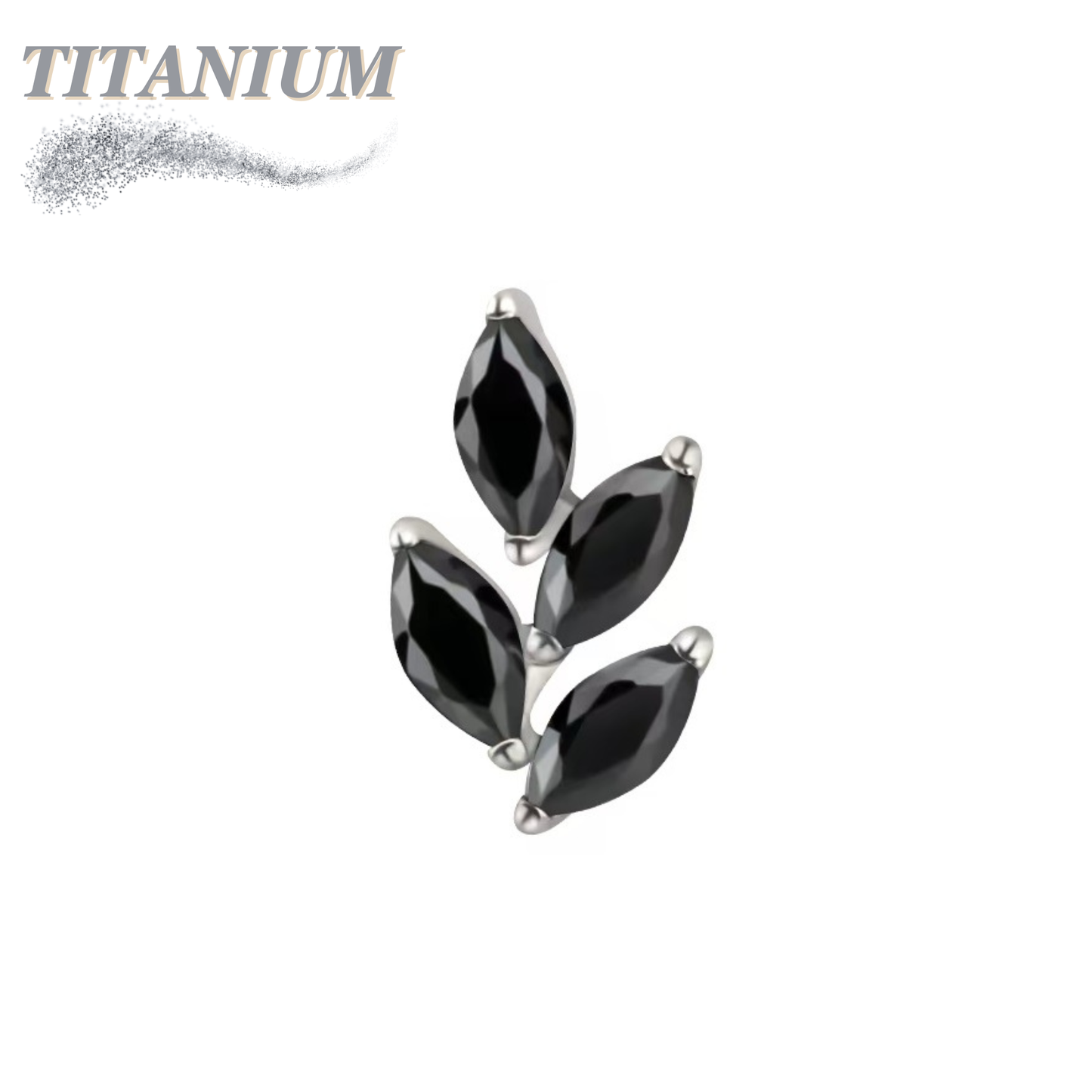 Titanium Threadless CZ Marquise Leaf (Top Only)