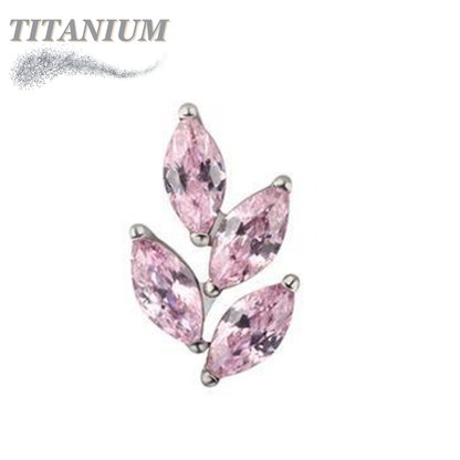 Titanium Threadless CZ Marquise Leaf (Top Only)