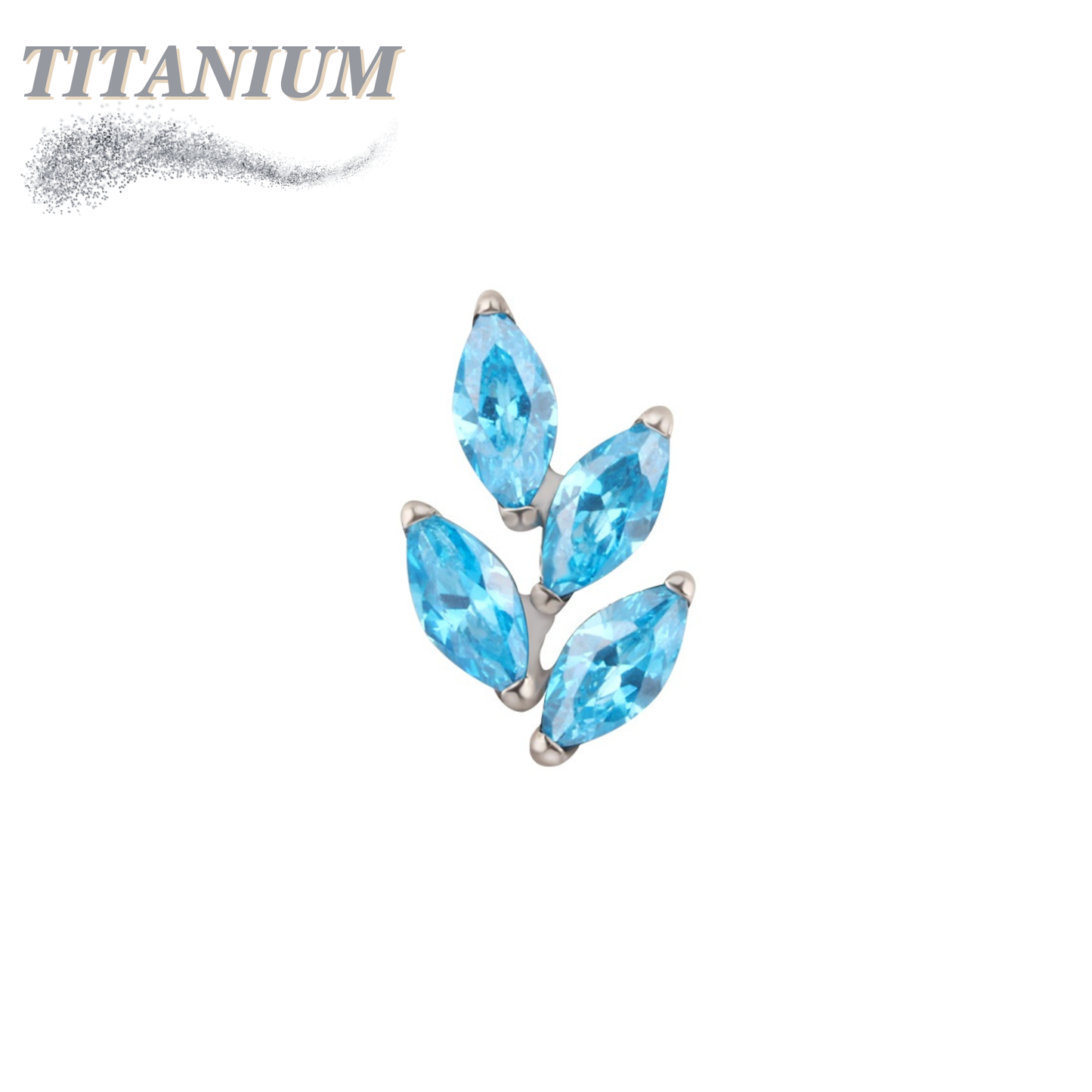 Titanium Threadless CZ Marquise Leaf (Top Only)