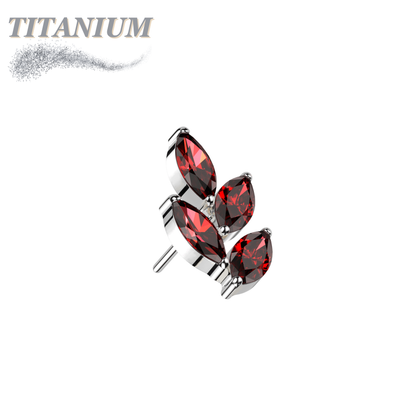 Titanium Threadless CZ Marquise Leaf (Top Only)