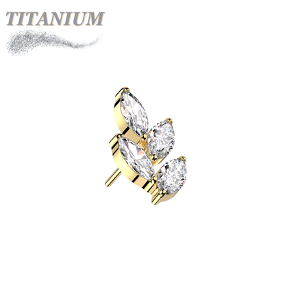 Titanium Threadless CZ Marquise Leaf (Top Only)