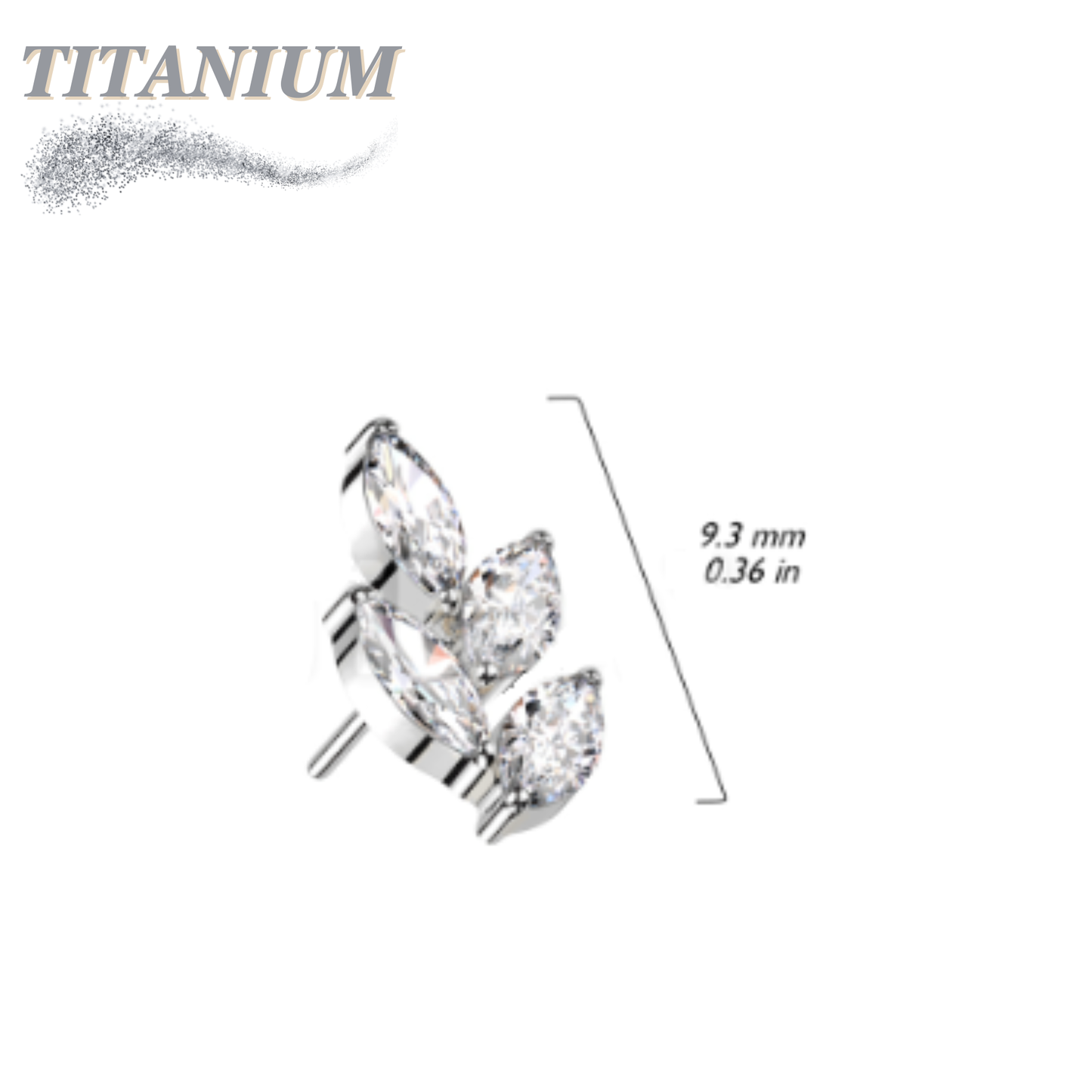 Titanium Threadless CZ Marquise Leaf (Top Only)