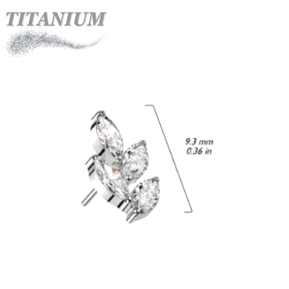 Titanium Threadless CZ Marquise Leaf (Top Only)