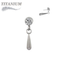 Titanium Threadless Bezel with Teardrop Dangle (Top Only)