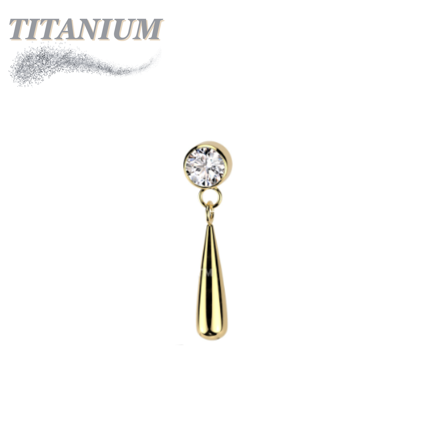 Titanium Threadless Bezel with Teardrop Dangle (Top Only)