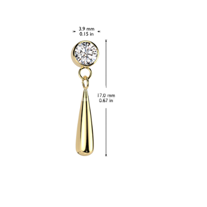 Titanium Threadless Bezel with Teardrop Dangle (Top Only)