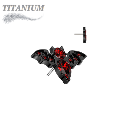 Titanium Threadless CZ Bat (Top Only)